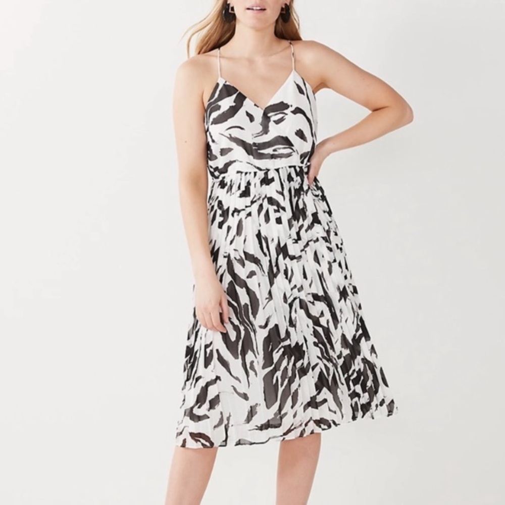 Nine West Black/White Zebra Print Midi Dress